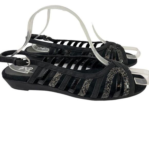 A2 Aerosoles Womens Charismatic Black Open Toe Slingback Wedge Sandals Shoes 9 - Picture 1 of 16